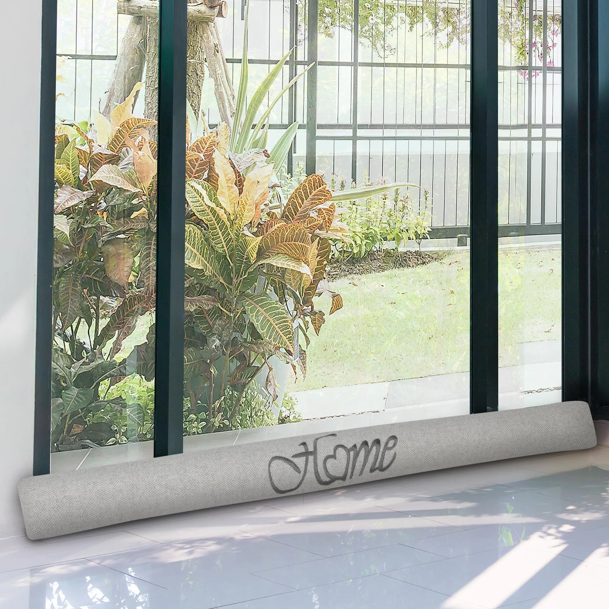 Beautissu 2x Paraspifferi Imbottito per Porta e finestra Tuuli HO L90xP8xA8cm in Poliestere - paraspiffero Universale porte e finestre - paravento sottoporta Isolante Contro Il Freddo - grigio chiaro