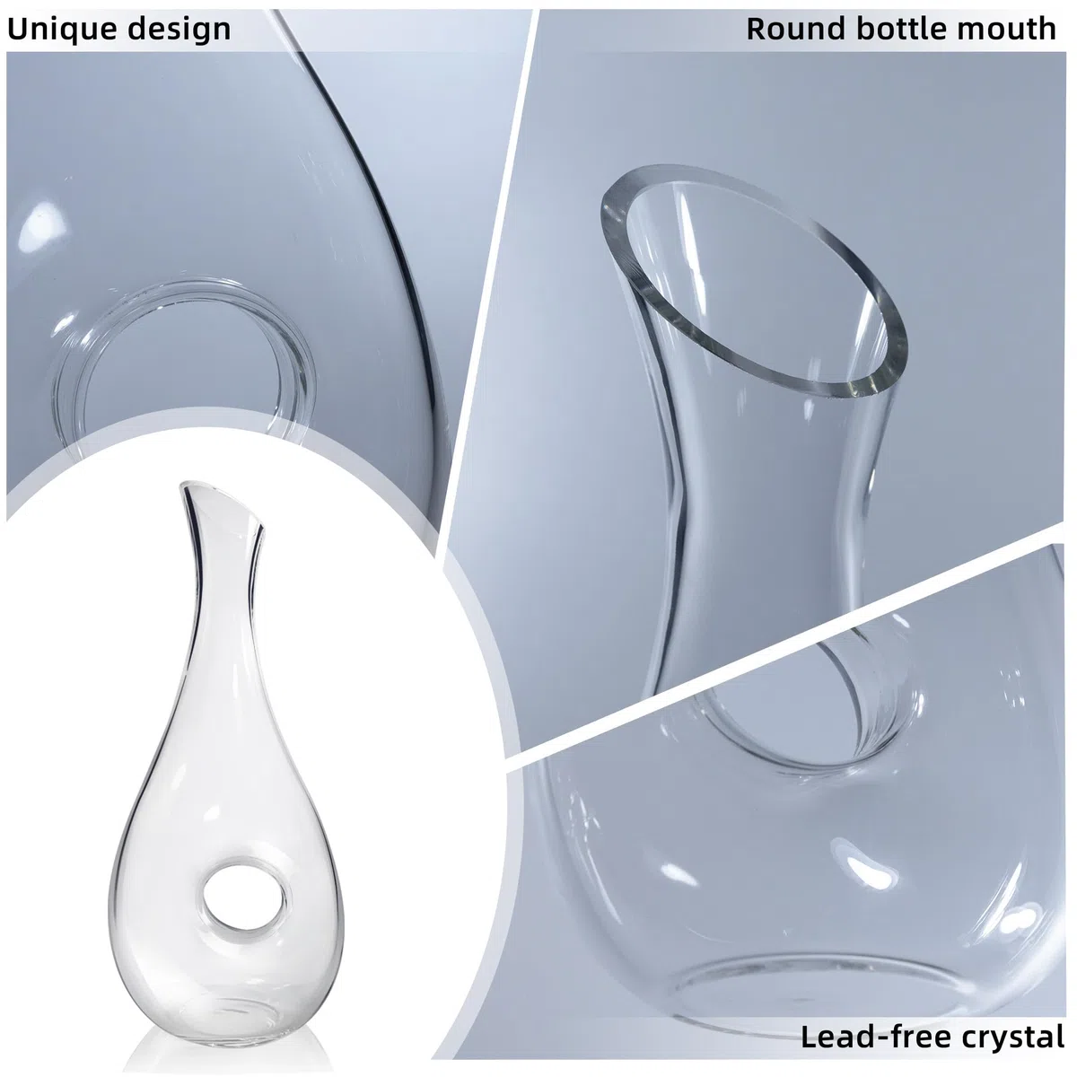 Decanter per vino rosso, 1,2 l, decanter per vino, senza piombo, fatto a mano, per gli amanti del vino rosso