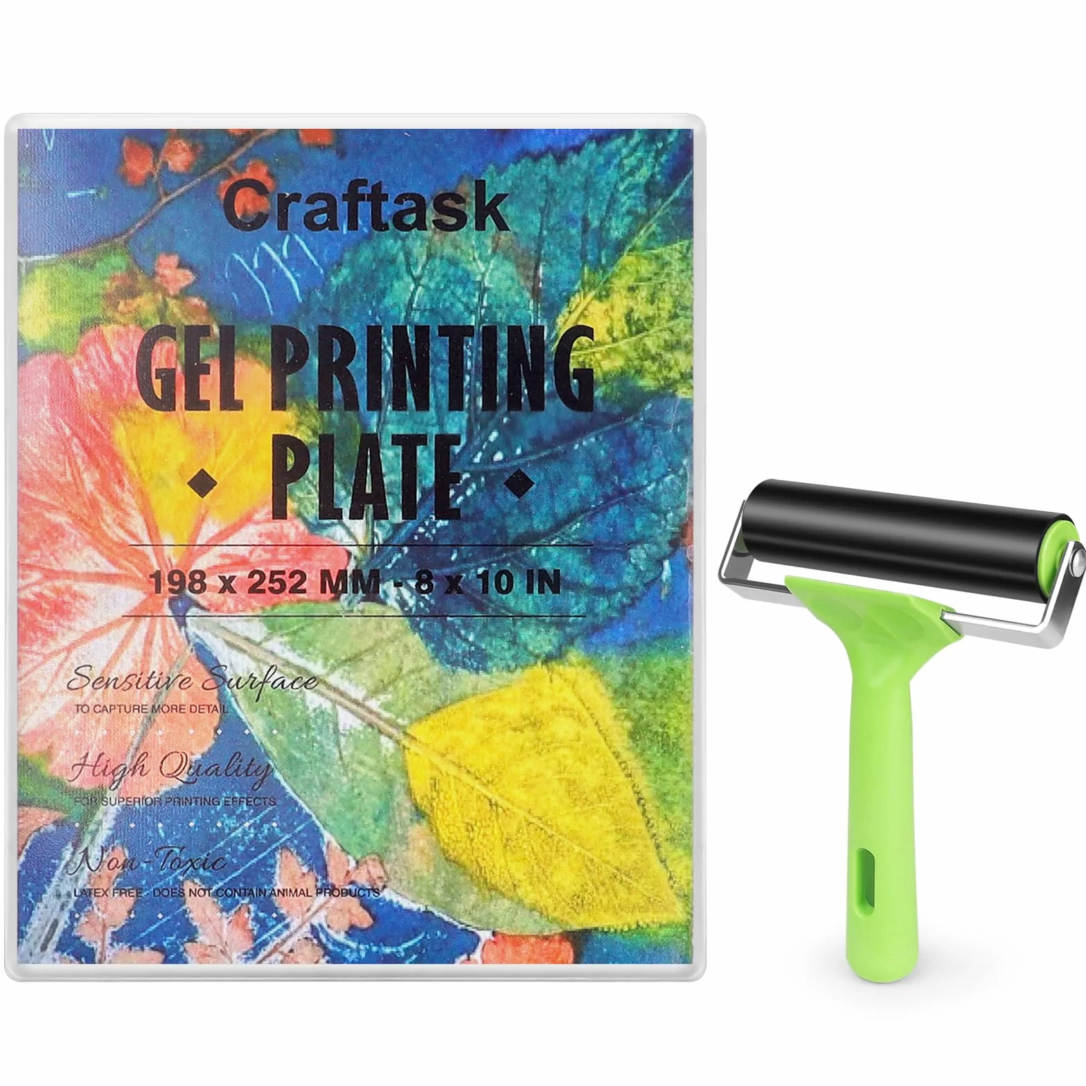 Piastra riutilizzabile per stampa in gel, 20,3 x 25,4 cm, piastra in gel con rullo in gomma a pressione, forniture per la creazione di biglietti, arti e mestieri, scrapbooking e diari