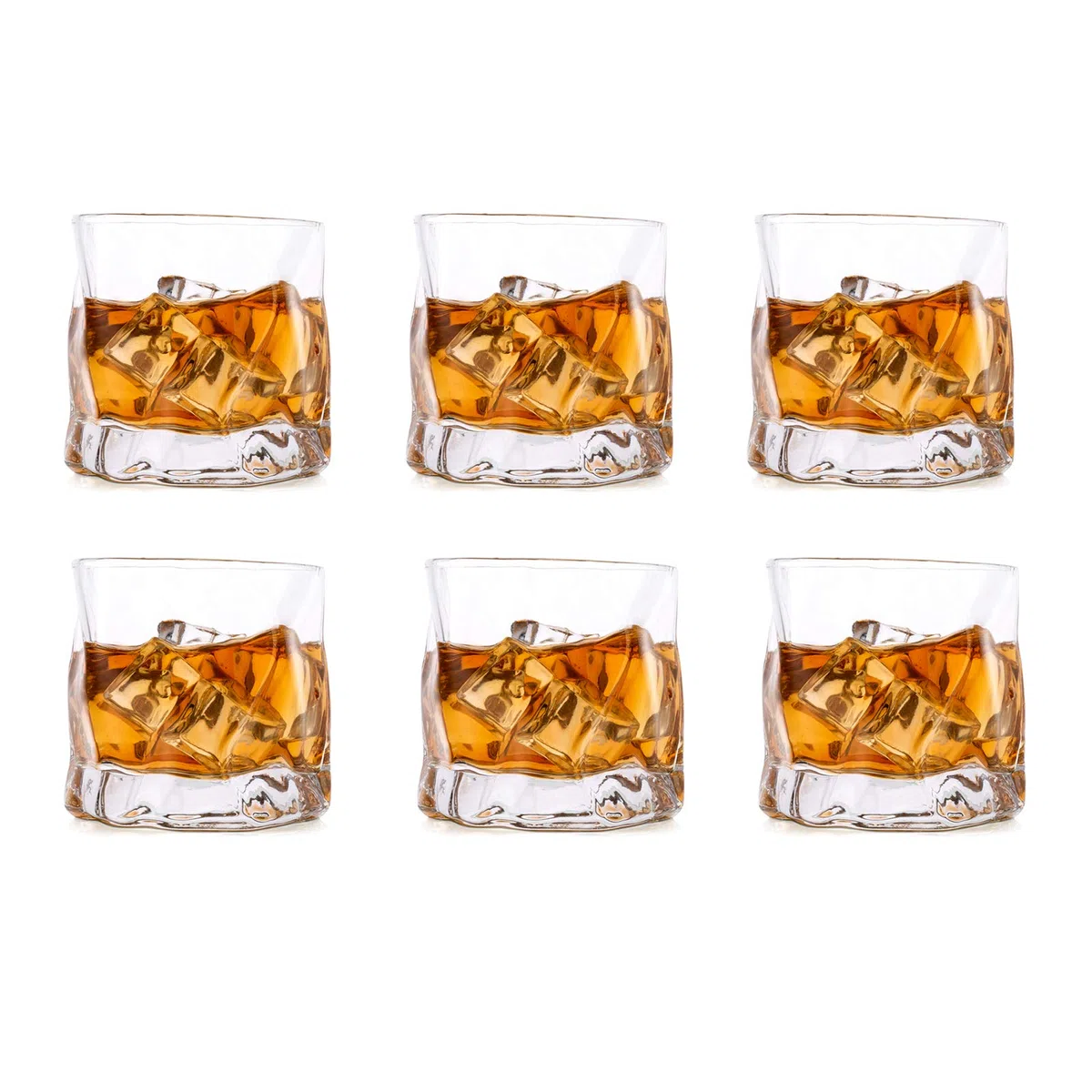 Glasseam Bicchieri Da Whisky Irregolari Set Di 6 Bicchieri Da Scotch Con Pieghe Inclinate Bicchiere Da Whisky Alla Moda 250Ml Per Papà, Marito, Amici, Bicchieri Per Bicchiere Da Bourbon/Rum/Bar