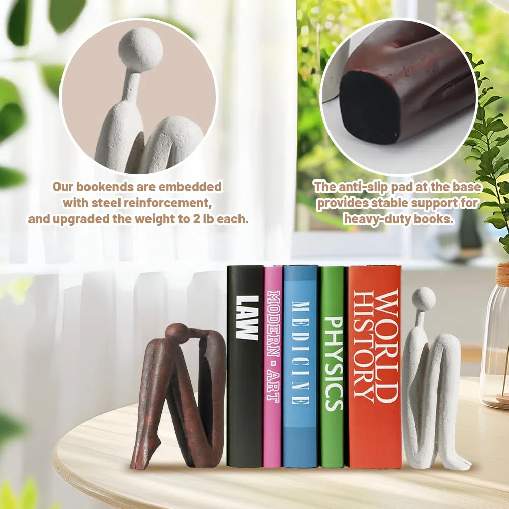 Libri decorativi per scaffali,Resinato Pensatore Scultura Reggilibri per Libri Lettura Coppia Libreria Oggetti Decorativi,Moderni Libreria Libreria Decorazione