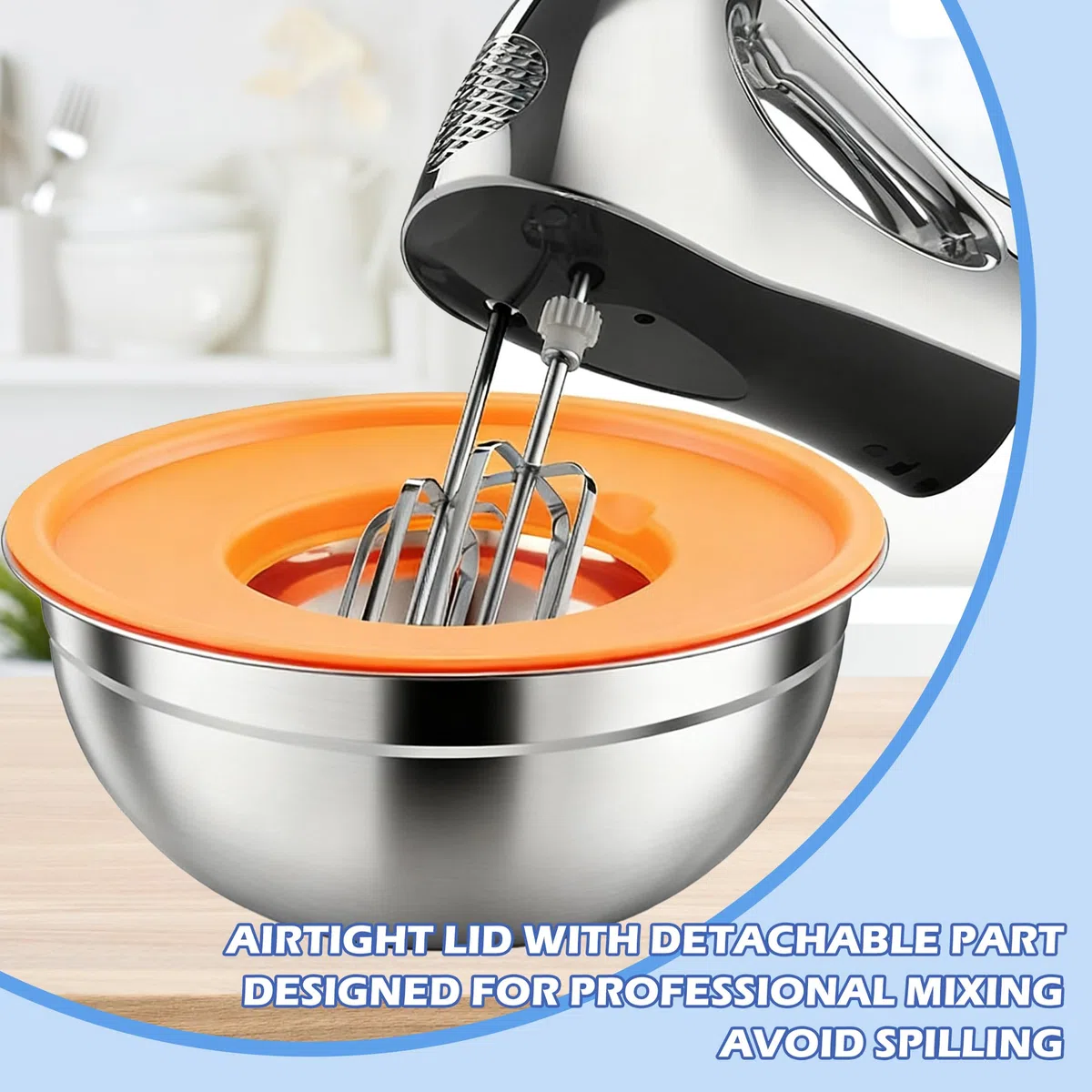 Pleafind Set di ciotole per mescolare 7 pezzi Ciotole annidabili in acciaio inossidabile con coperchi - con 3 accessori per grattugiare, capacità 4,5 QT, 4 QT, 3,5 QT, 2,1 QT, 1,5 QT, 1,1 QT, 0,7 QT