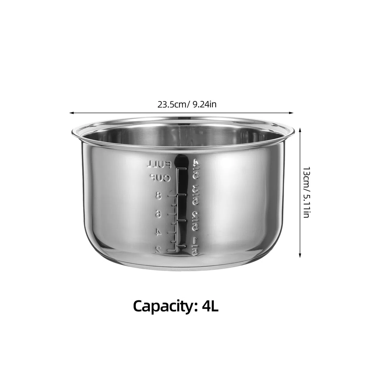 Amosfun Pentola Interna Universale in Acciaio Inossidabile 9.25In Per Cuociriso Elettrico Accessorio Sostitutivo Per Cottura Riso Porridge Vapore Casa