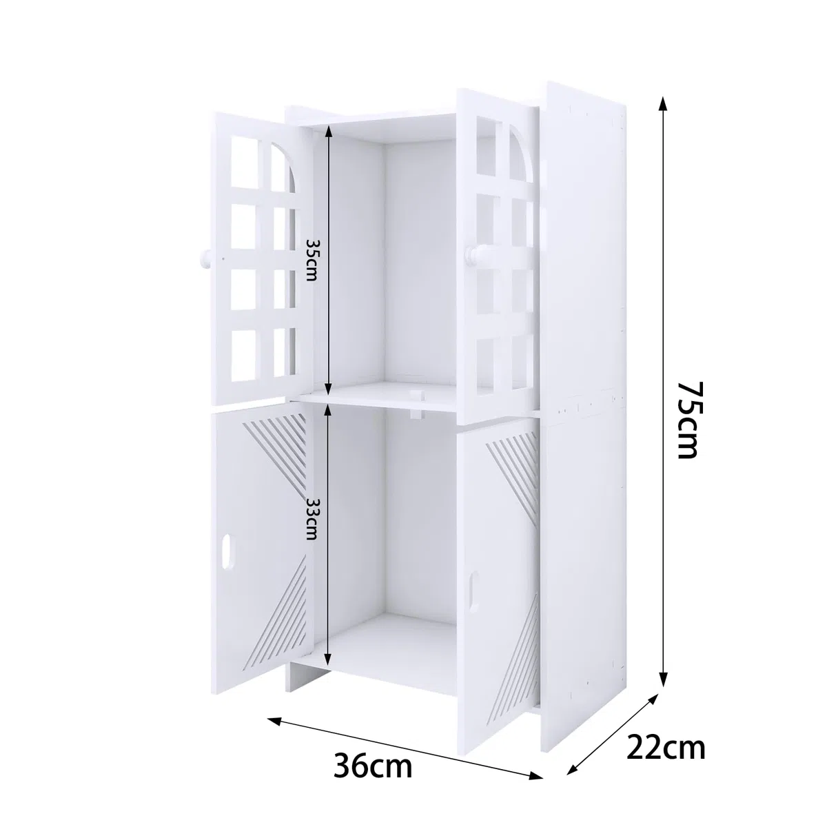 LANTUS - Mobiletto portaoggetti per bagno, armadietto, mensola regolabile, piedi resistenti all’acqua, per piccoli spazi, piccola cabina armadio per bagno, soggiorno, 30 x 22 x 75 cm (L) Bianco