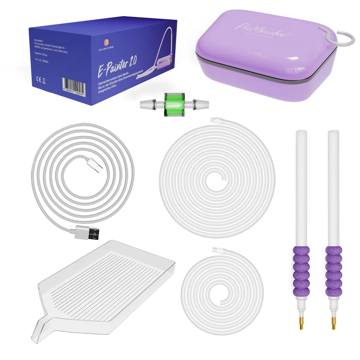 Picmondoo E Painter Penna per Pittura con Diamanti con Batteria e USB-C, Penna Elettrica per Diamond Painting, Pompa a Vuoto Silenziosa, Accessorio Epainter per l'Inserimento di Pietre AB senza Cera