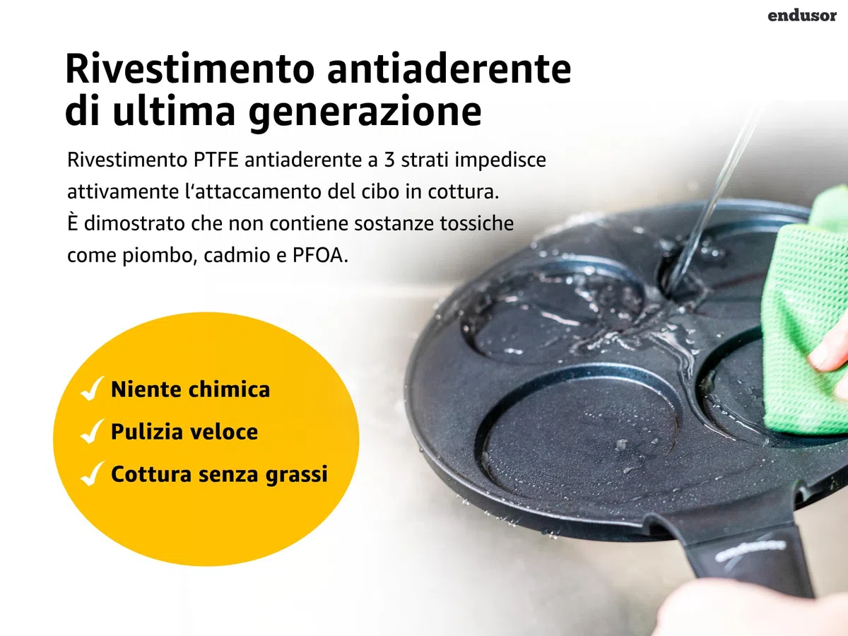 endusor Padella Pancake a induzione - Ø26cm padella per pancake antiaderente| Per Fornelli a Induzione Gas Ceramica Elettrici Alogeni | Piastra 4 stampi per Pancakes Uova Fritte Frittate Poffertjes