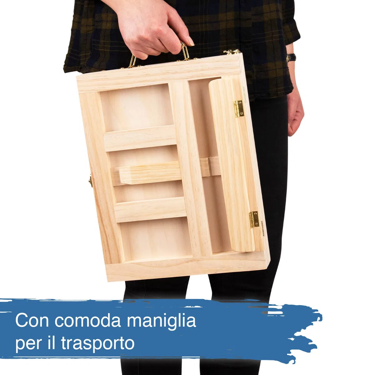 Artina Kit pittura Milano con cavalletto da tavolo tela pittorica 20x30cm colori acrilici pennelli spatoline e tavolozza - set da pittura completo