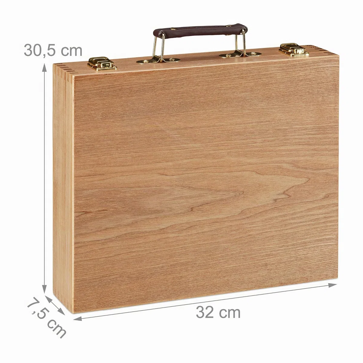 Relaxdays Valigetta Pittore, 22 pz,Set Disegno in Legno, Manichino, Tavolozza, Pennelli, Tela, Cavalletto, Colori,Legno