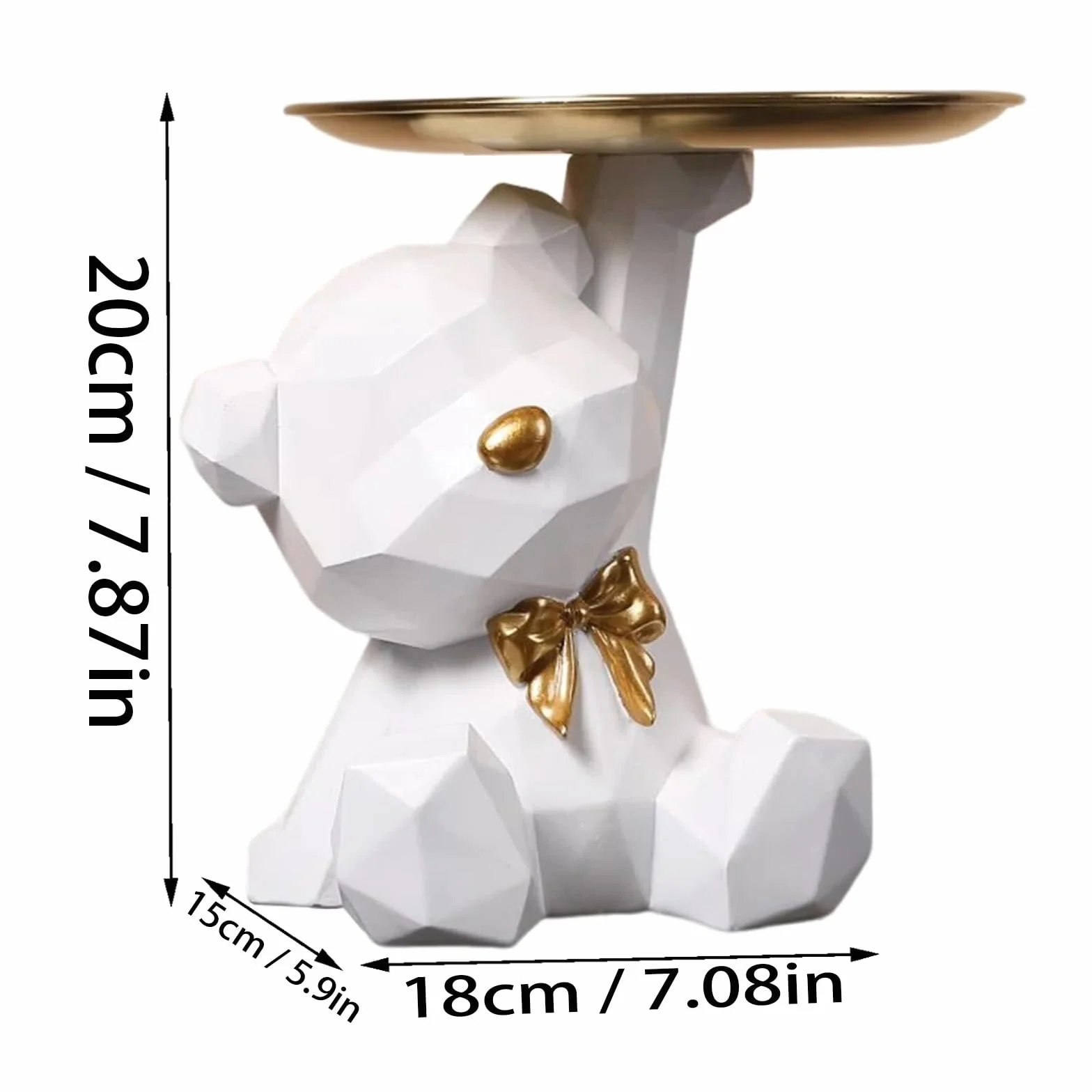 Scultura di Orso con Vassoio, Decorazione Scultura di Orso con Vassoio, Vassoio Decorativo di Figura di Orso, adatto Alla Maggior Parte Delle Occasioni (A-Bianco)