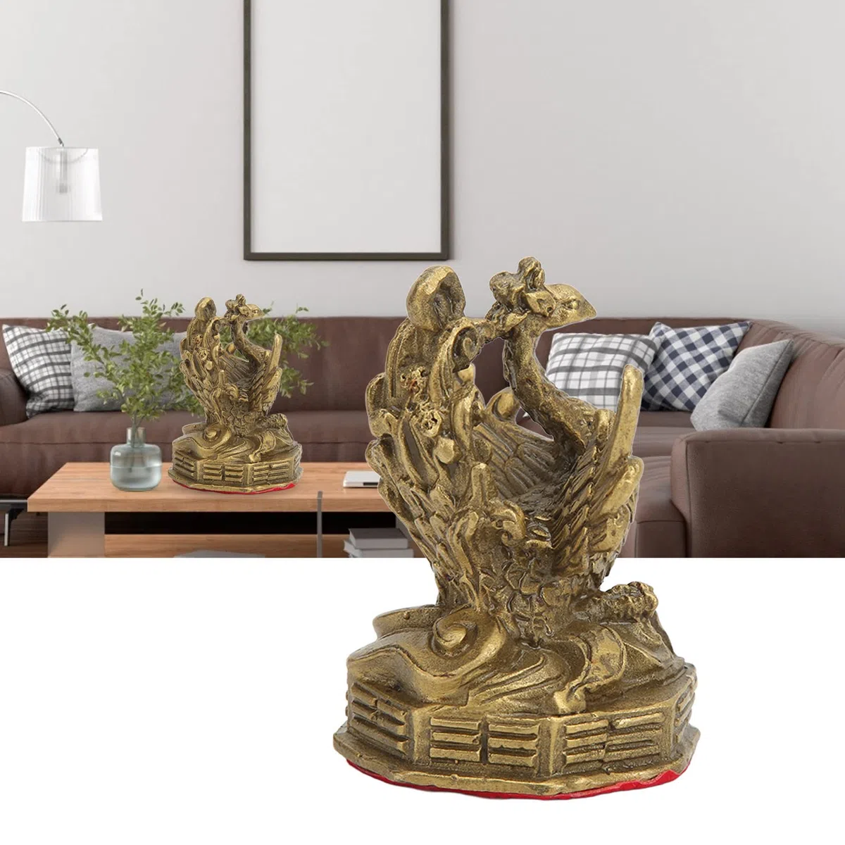 Buachois Ottone di Altezza Statuetta Fenice,Cinese Feng Shui Phoenix Statua di Buon Auspicio Ricchezza Buona Fortuna Scultura Ornamenti per Home Office Decor