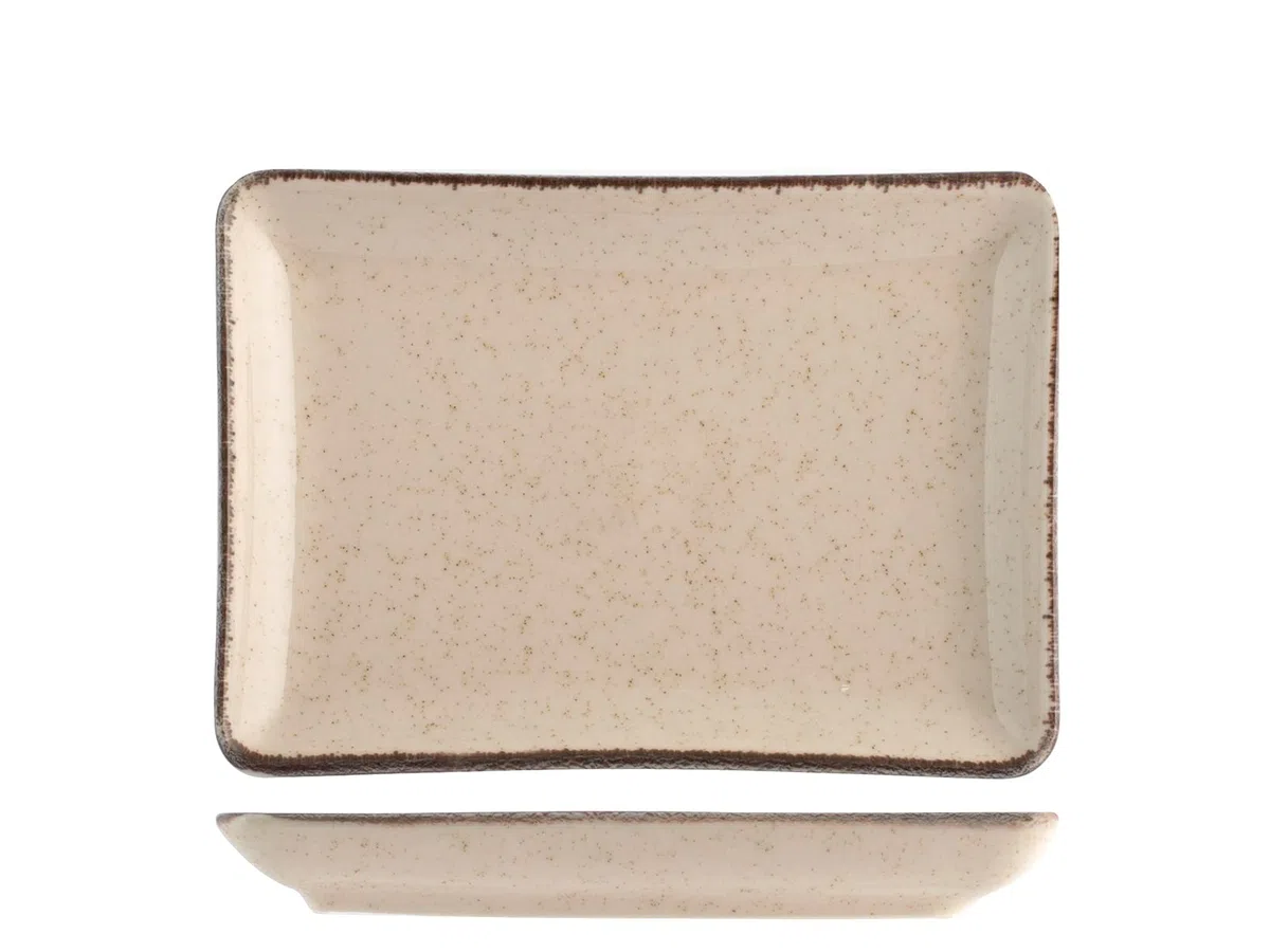 H&H Pearl Set 4 Piatti Rettangolari, Porcellana, Assortiti, 13x18cm