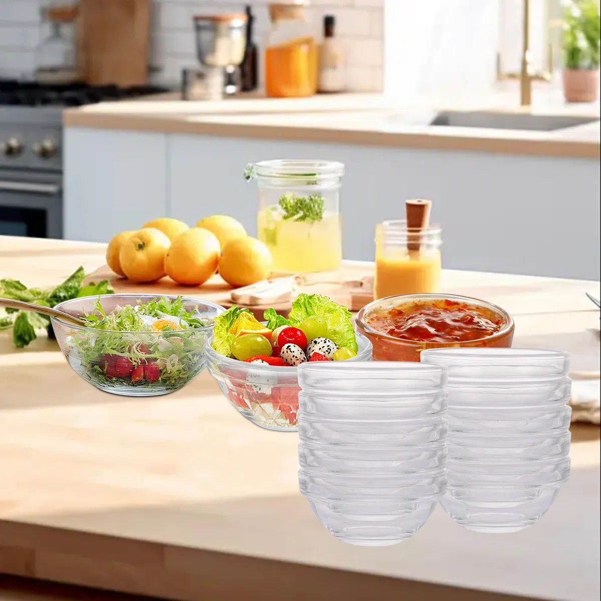 YAYODS 20 ciotole per salse, Ø 7.5 cm, ciotola in vetro da 75 ml, piccole ciotole per lavastoviglie e microonde, ingredienti da cucina, marmellate, salse, tapas, buffet