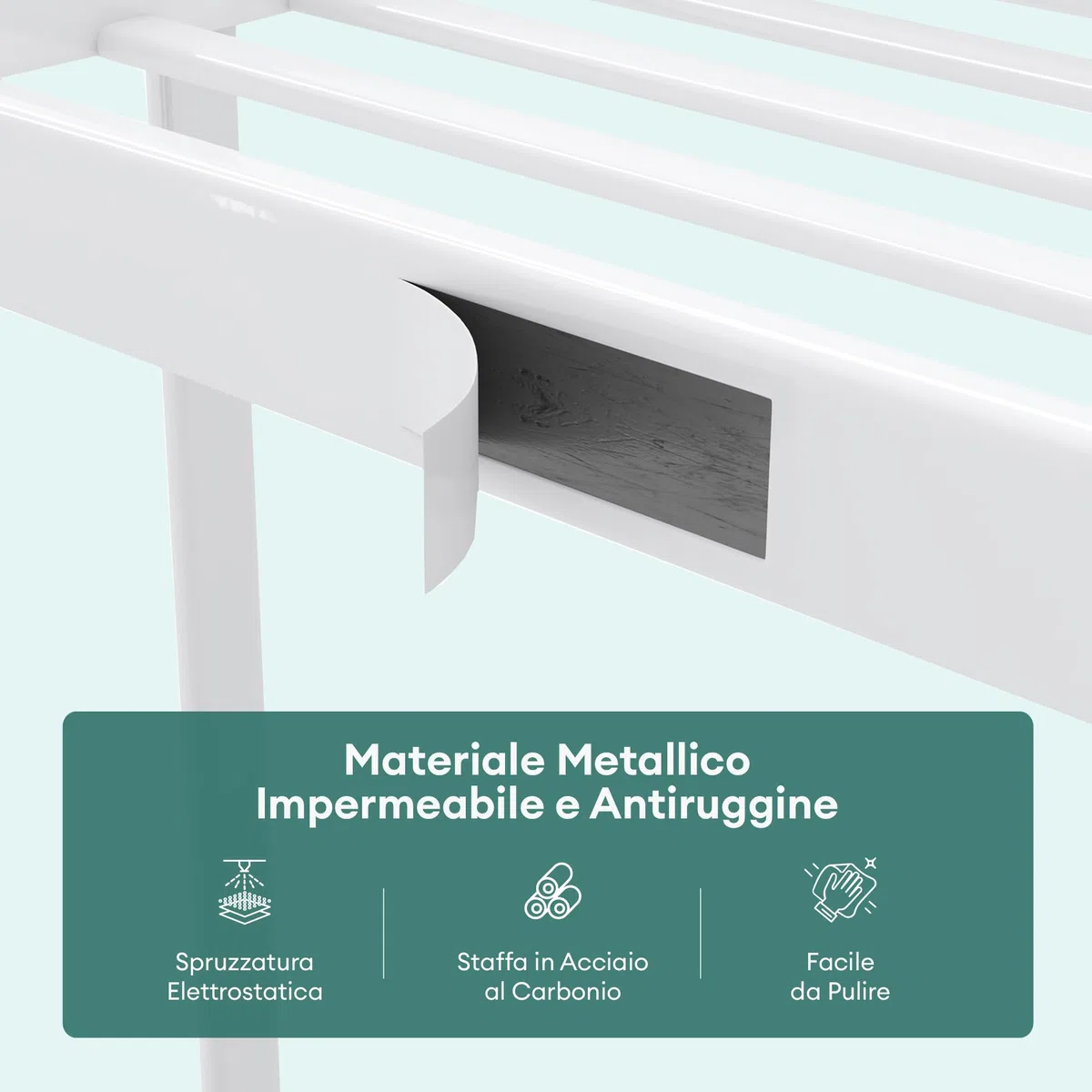 Mai & Mai Scaffale da Bagno di 3 Livelli 18x12.5x67.3cm, Scaffale Portaoggetti in Metallo Robusto con 4 Piedini Antiscivolo per Doccia, Bianco, Reglo-02
