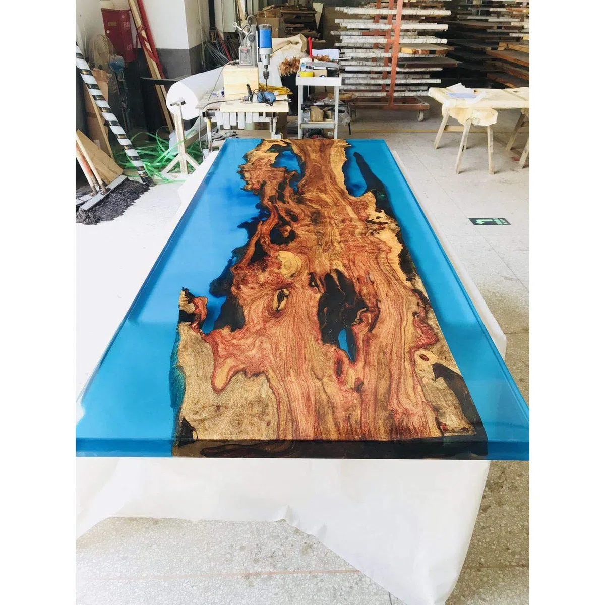 Resin Pro® 160 GR - 128 KG Resina epossidica Colore Cristallo Turchese Per legno + Tavolo Fiume + Fai da te + Creazioni artistiche (1.6)