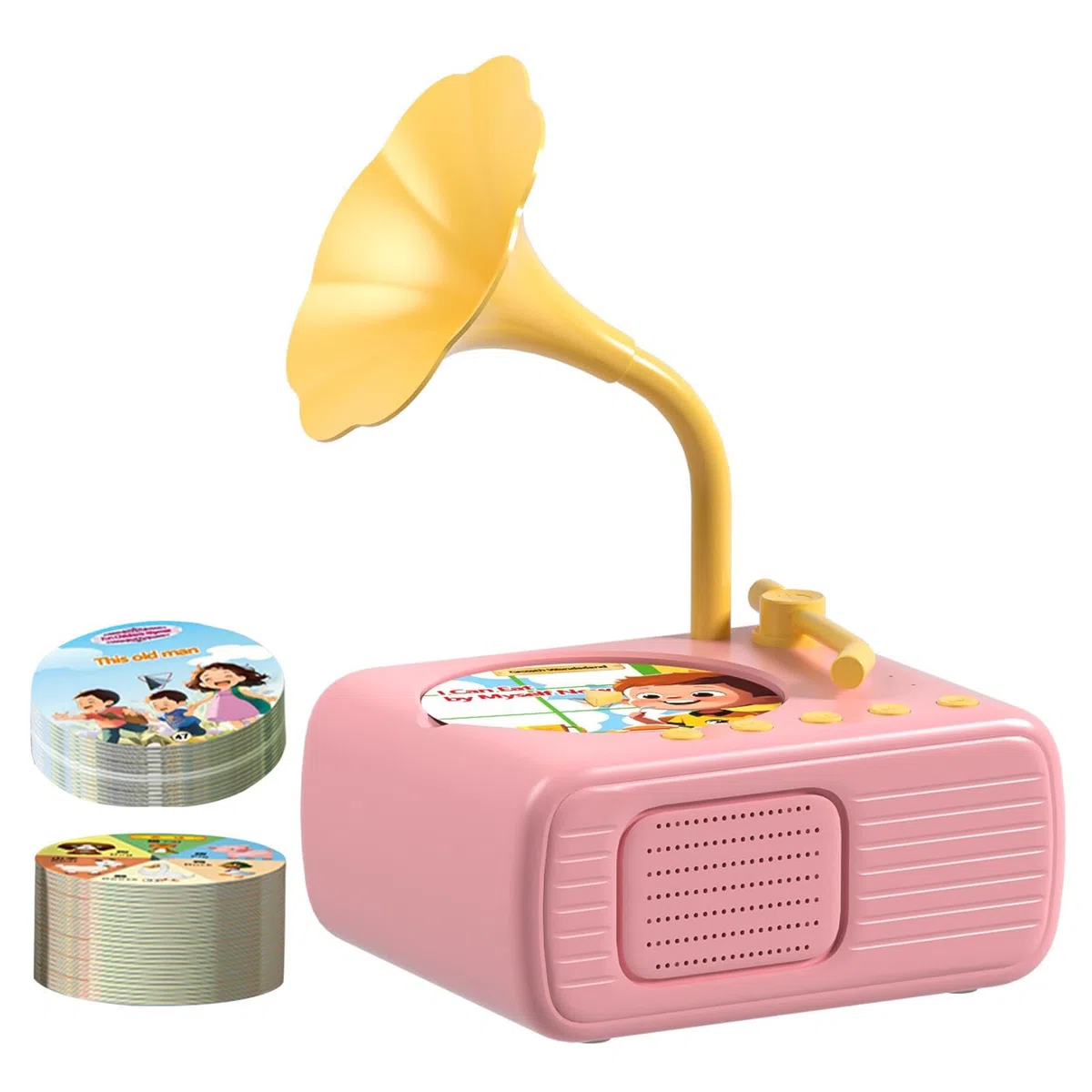 Grammofono per bambini, Grammofono per bambini 96 carte - Lettore musicale giocattolo per bambini | Giocattolo didattico interattivo per bambini con storia di fonografo, lettore musicale per ragazzi e