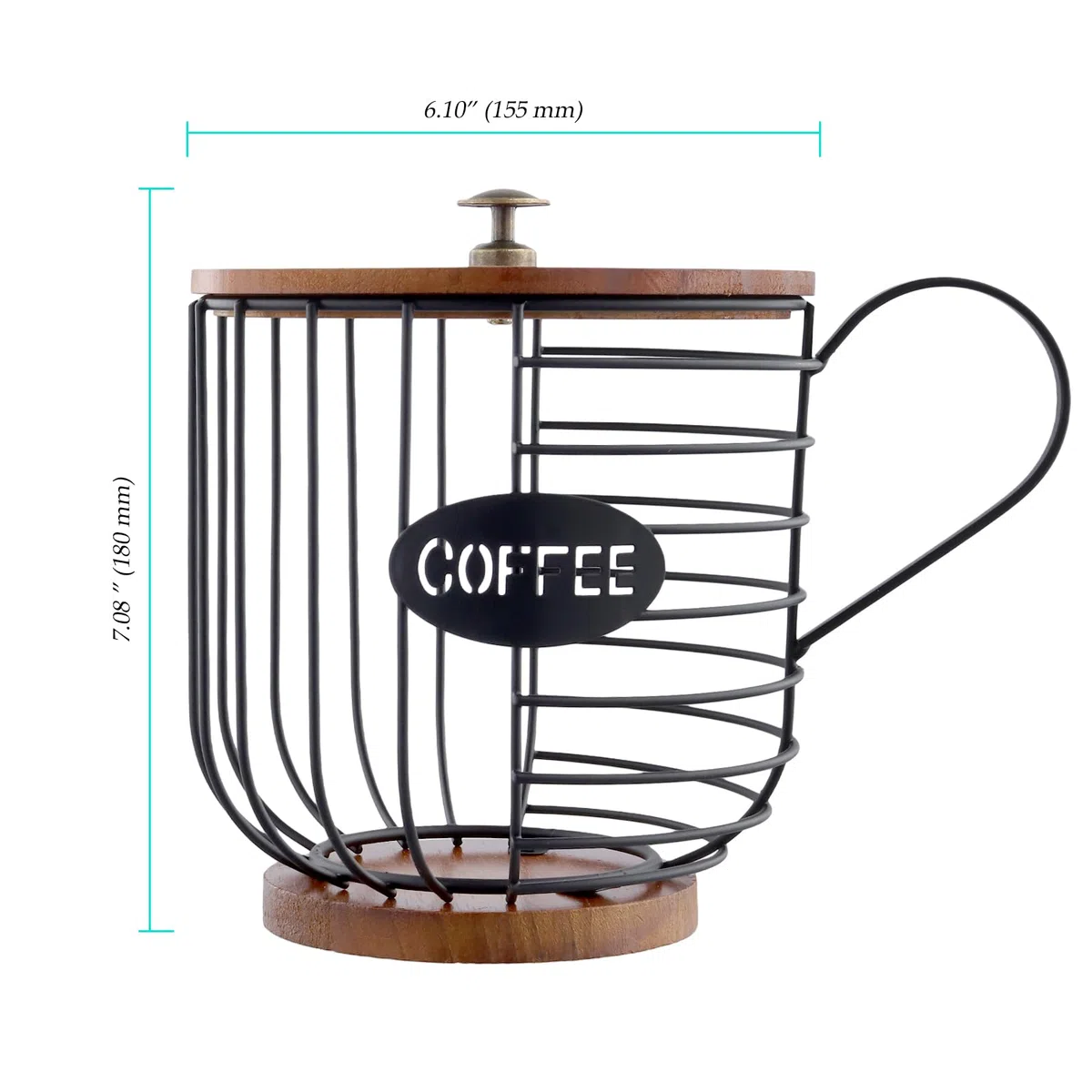 2 contenitori per cialde di caffè con coperchio, organizer da cucina per bancone della cucina, bar, uffici, 15,5 x 18 cm, nero
