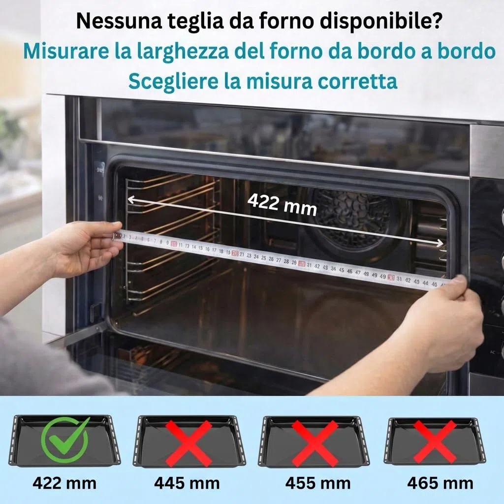 ICQN Teglia da Forno 42,2x37 cm, Profondità 3 cm, Compatibile con AEG, IKEA, Teglia Smaltata per Forno