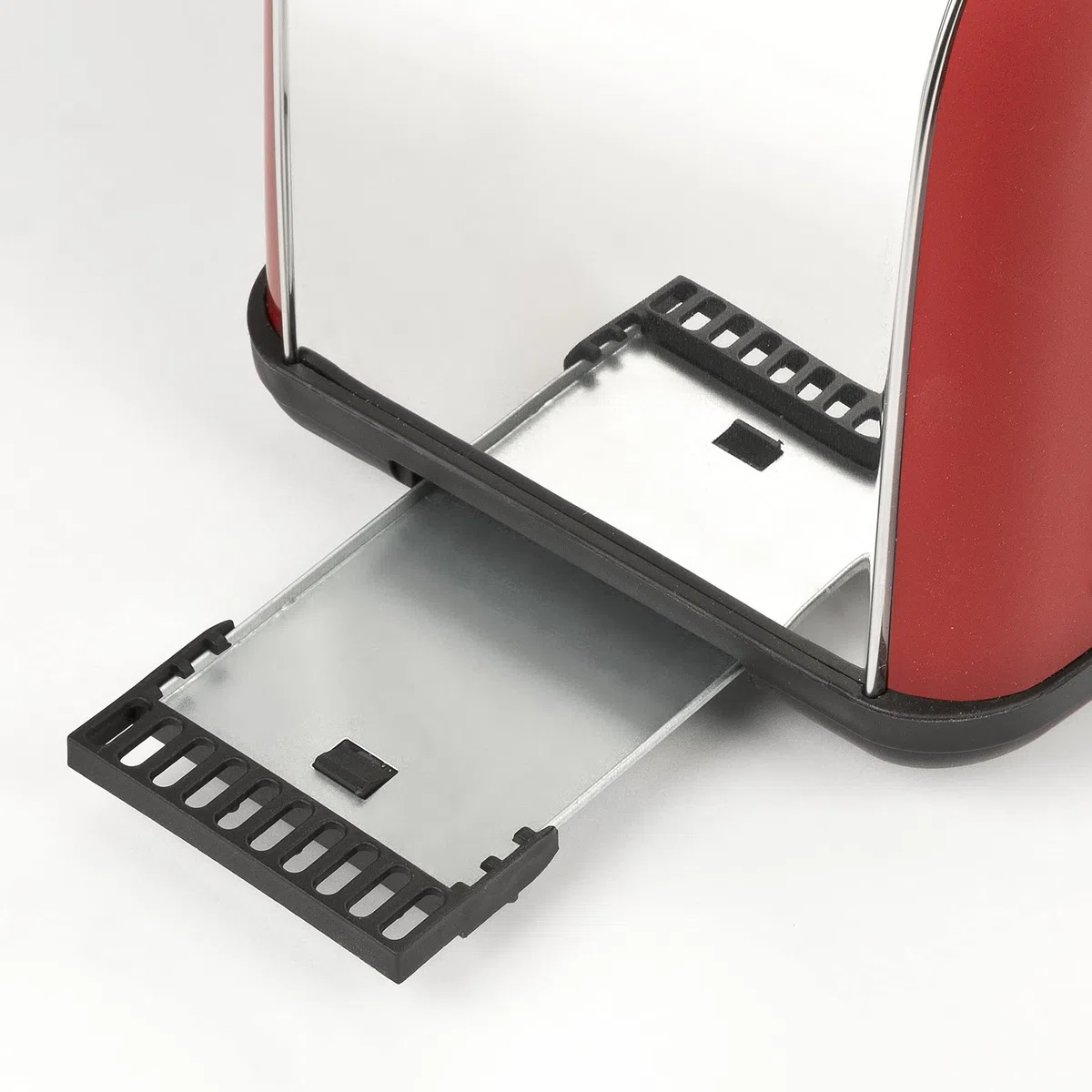 Girmi TP57 Tostapane, 800 W, Corpo e pinze INOX, Ampie fessure, Timer, 8 livelli di cottura, Spegnimento automatico, Raccogli briciole, Rosso