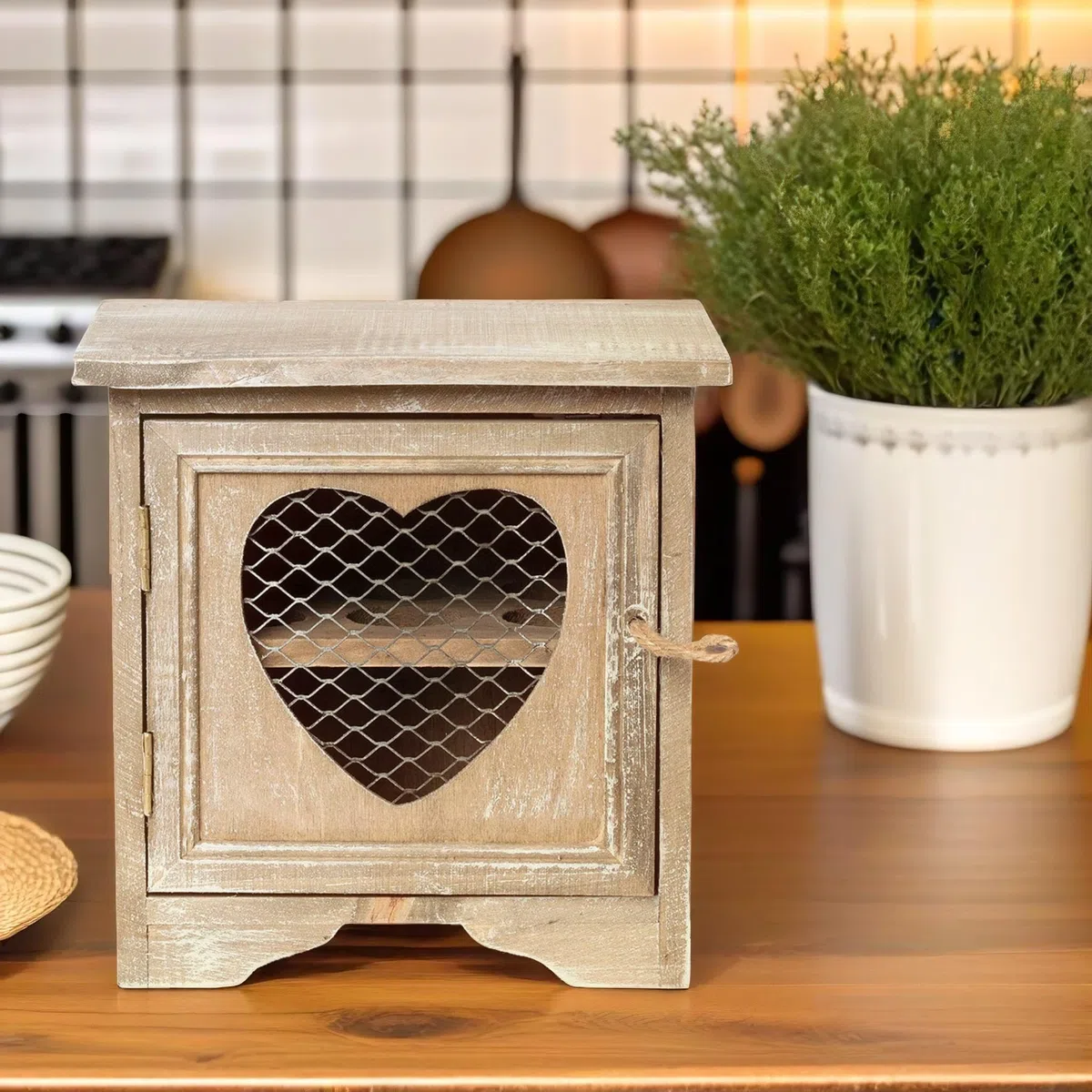 Portauova rustico, per bancone della cucina, finitura in legno grigio con design a forma di fattoria, può contenere 12 uova