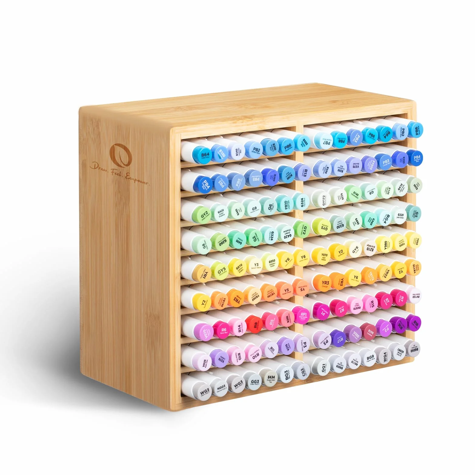 Ohuhu Organizer in legno di bambù, per riporre 126 pennarelli, penne, matite, pennelli artistici, cancelleria, con 18 scomparti, per casa, classe, ufficio