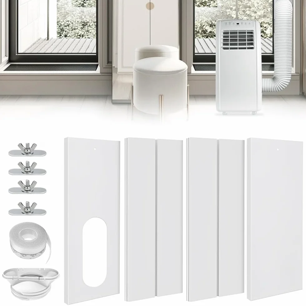 Kit di Sfiato per Finestra del Condizionatore, 4 pezzi, 16 x 43-140 cm, Tubo di Scarico 13/15 cm, Condizionatore d'Aria Portatile Windows Vent Kit