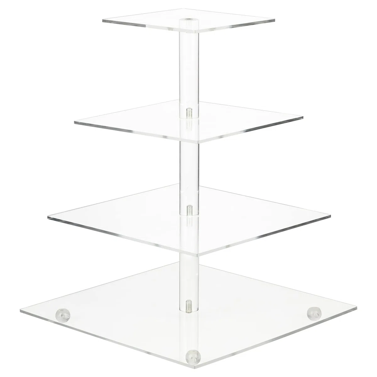 CECOLIC Alzata per Cupcake a 4 Livelli Porta Cupcake Quadrato in Acrilico Trasparente Espositore per Torte Torre per Dessert per Decorazioni per Feste di Compleanno di Matrimoni (Quadrato - 30,5 cm)