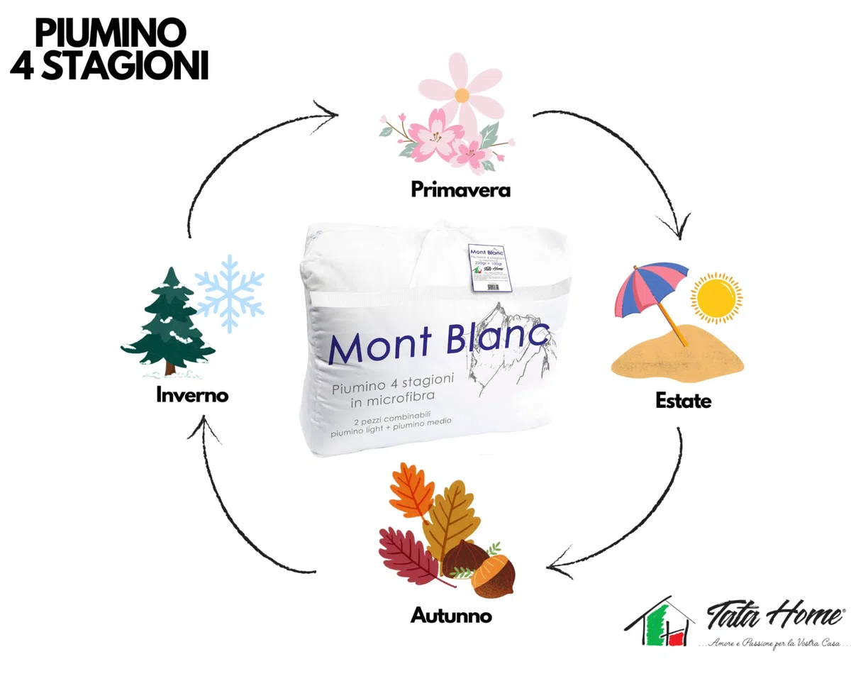 Tata Home Piumino Doppio 4 Stagioni in Morbida Microfibra Misura cm 155 X 200 Letto Singolo da Una Piazza