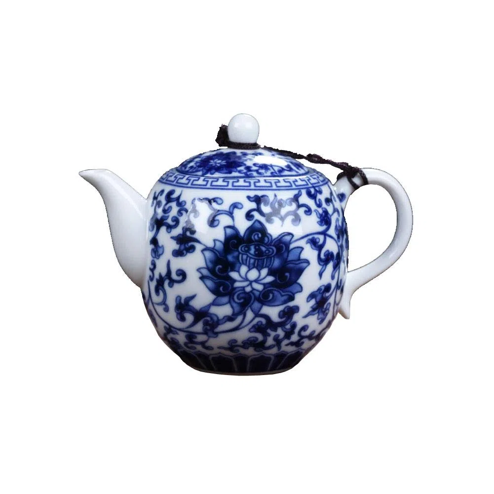 Cinese Jingdezhen Teiera Antica ad Alta capacità Dipinta a Mano Teiera in Ceramica di Porcellana Blu e Bianca - No.23