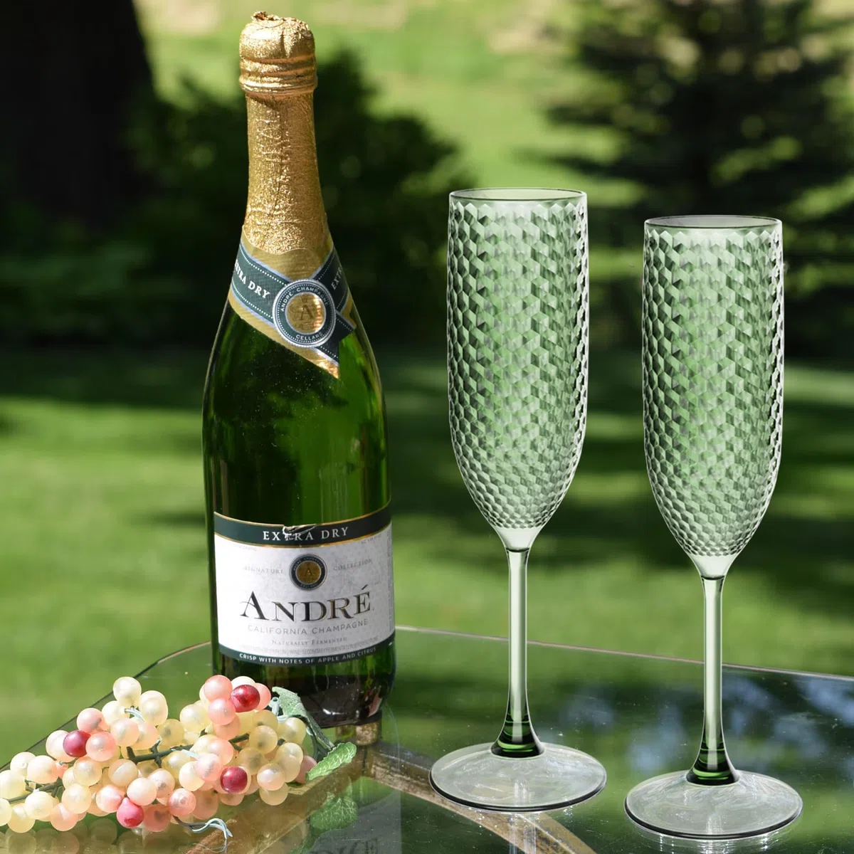 12 calici di vetro di diamanti di plastica verde con bicchieri di champagne classici infrangibili bicchieri di tostato di nozze bicchieri di vino per addio al nubilato