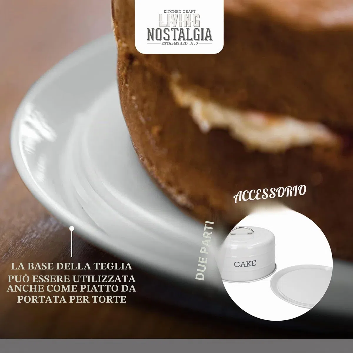 Kitchen Craft Living Nostalgia - Contenitore Metallico per Torta, a Tenuta ermetica, 28,5 x 18 cm Grigio