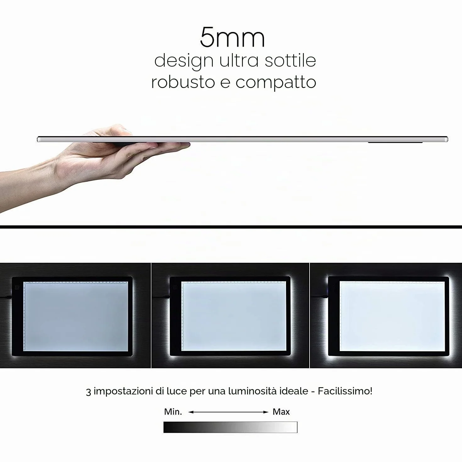 Xiaostar - Tavoletta luminosa A4, lavagna copiativa a LED A4, super sottile per tavolo da disegno con cavo USB con luminosità regolabile per artisti, disegno animato, schizzi