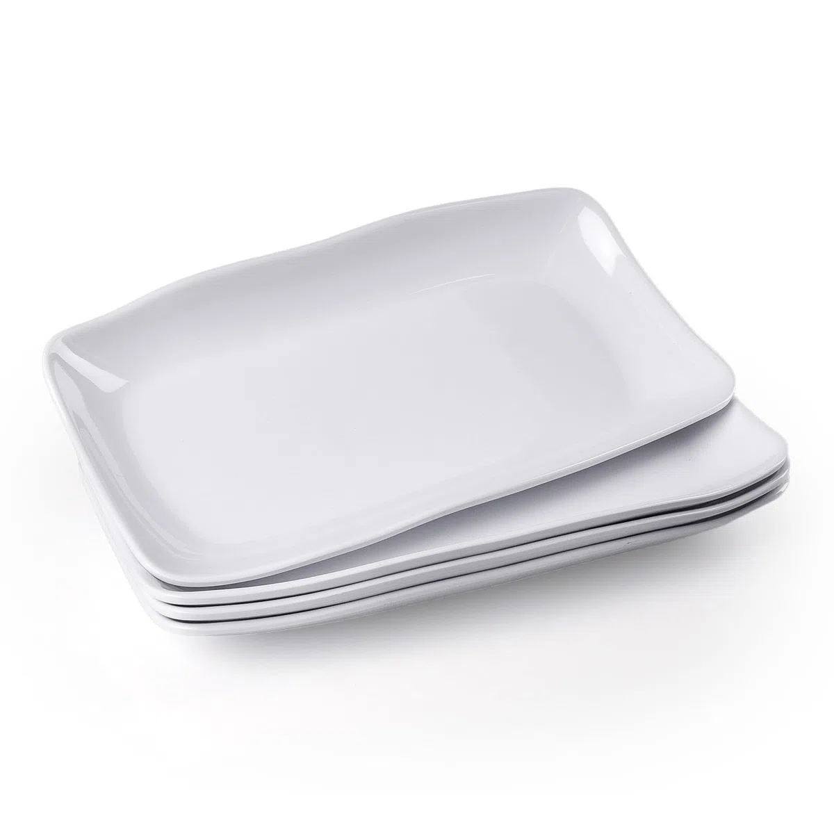 Set di 4 Piatto Rettangolare Bianco Vassoio Antiscivolo Rettangolare 29,5x16,6x2,7cm Piccoli Piatti Rettangolari per Antipasti a Casa, Buffet, Sushi, Torte