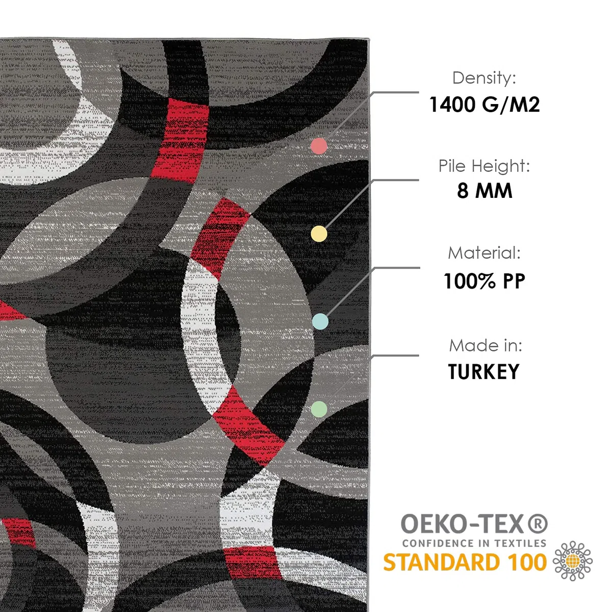 Carpeto Rugs Tappeto Salotto Moderno Pelo Corto - Tappeti Moderni Soggiorno - Tappeti Camera da Letto - Tappeti Salotto Grandi Dimensioni - Grigio 1-120 x 170 cm