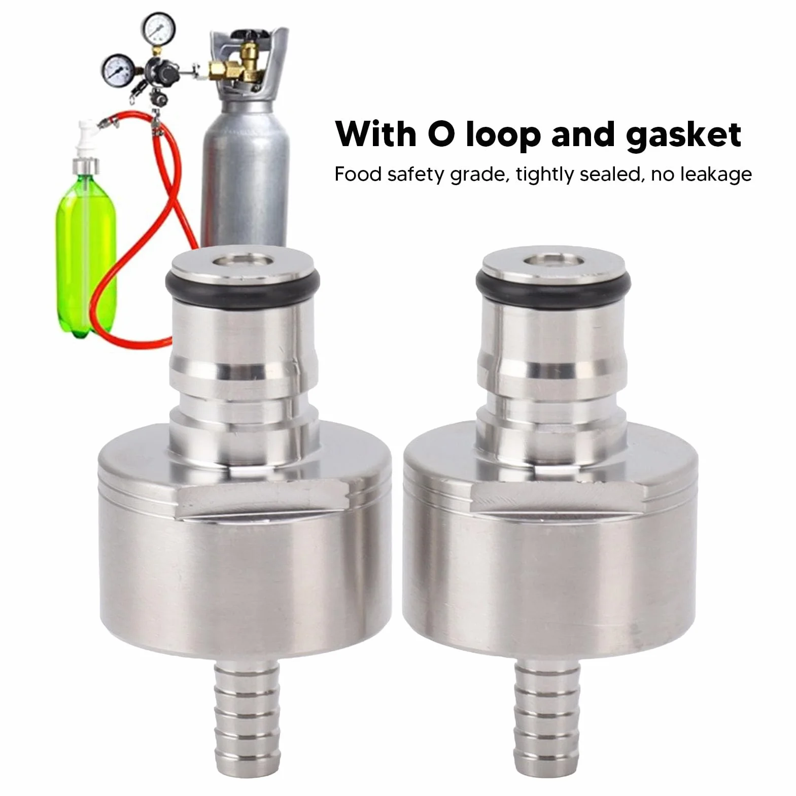 Haofy 2 PZ Tappo di Carbonatazione in Acciaio Inossidabile Carbonatazione Forzata Riempimento Bottiglia in PET Tappo di Accoppiamento CO2 per Blocco Sfera di Birra Soda