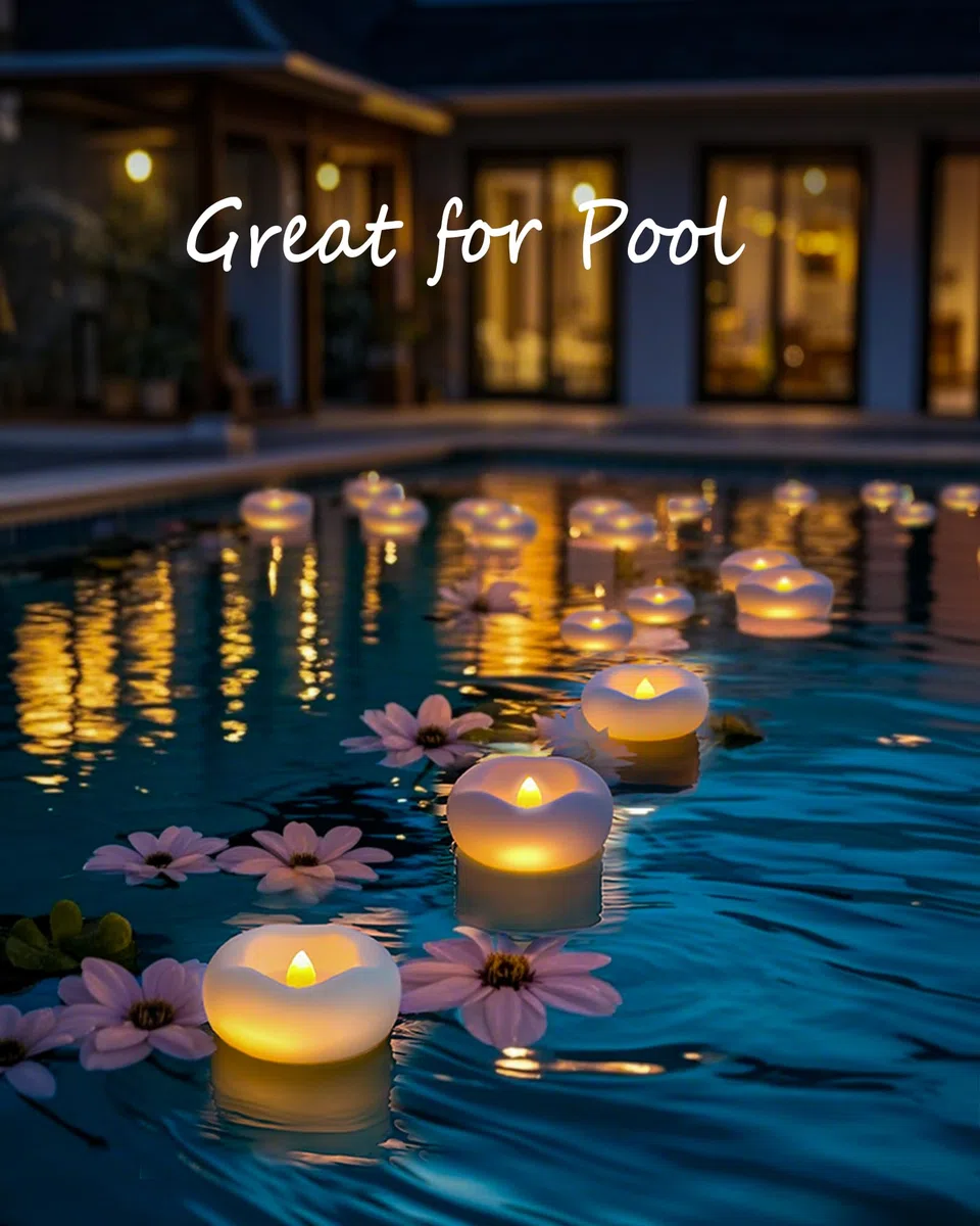 Da by 12 Pezzi Candele LED Fluttuanti ad Attivazione Acqua, Impermeabili con Pile CR2032 Incluse, Senza Fiamma per Bagno, Matrimonio, Feste e Decorazioni Casa