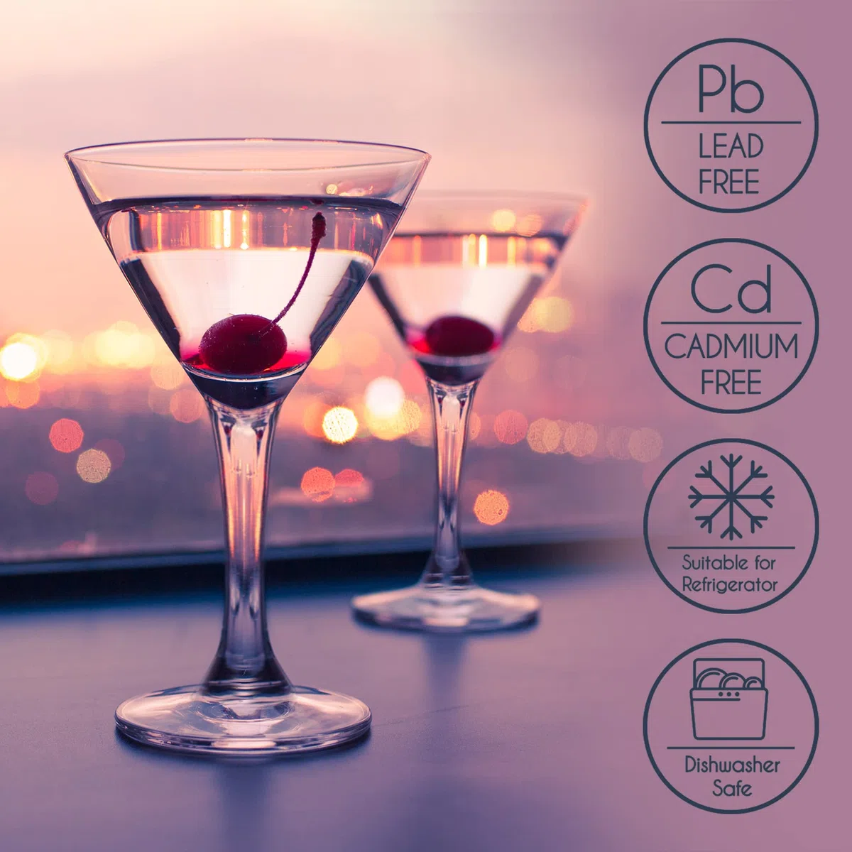 CRYSTALIA Set 4 Premium Bicchieri da Martini Cocktail 175 ml 100% SENZA PIOMBO. Set Coppa Vetro Martini Cocktail