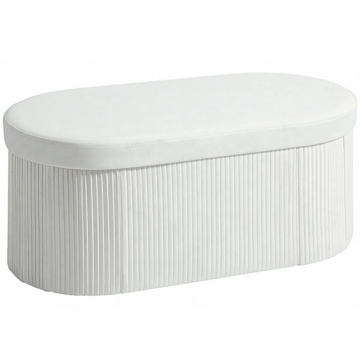 HOMCOM Pouf Contenitore Pieghevole, Panca Moderna Imbottita con Rivestimento in Velluto, Poggiapiedi con Contenitore da 72L per Salotto e Camera, 76x38x35 cm, Crema