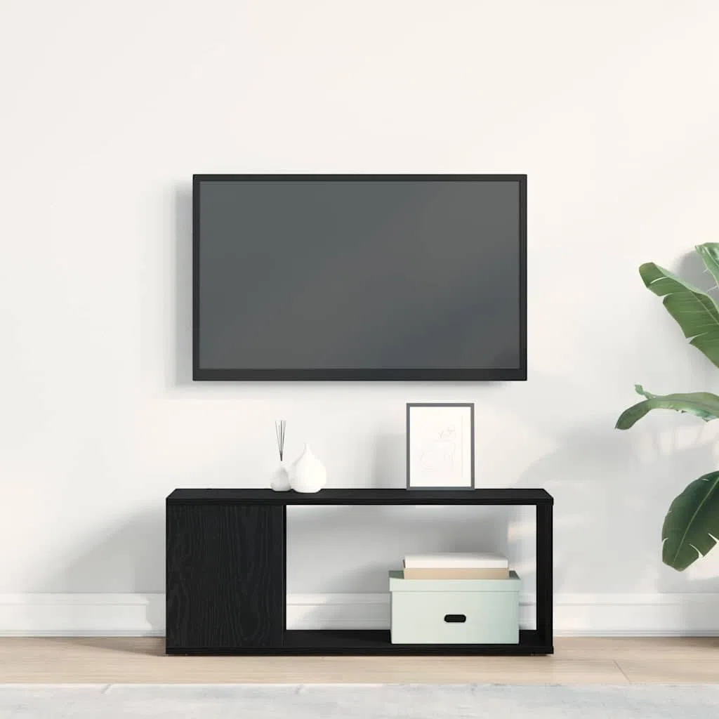 Genérico Set Mobile TV Rovere Nero 80 x 24 x 32 cm Legno Multistrato,Nero,7.25kg,862694