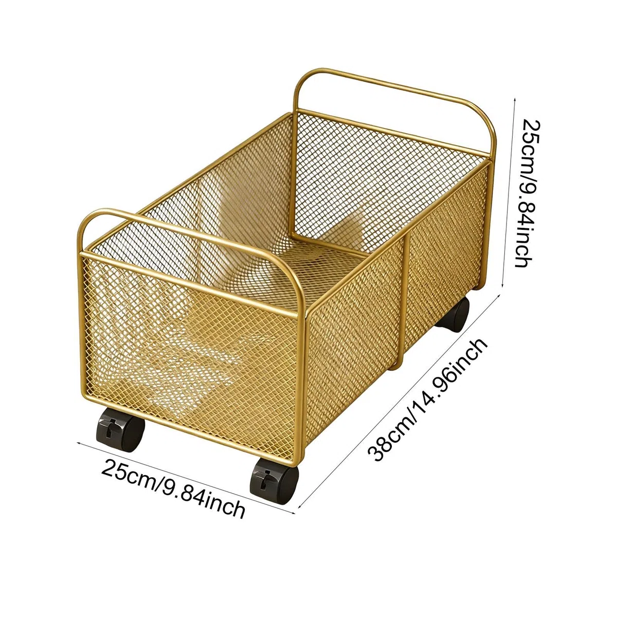 rockible Carrello Portadocumenti con Ruote, Carrello portaoggetti Multiuso, Durevole, Organizer Portatile sotto la scrivania per Libri di Artigianato, Sala, Oro, Piccolo