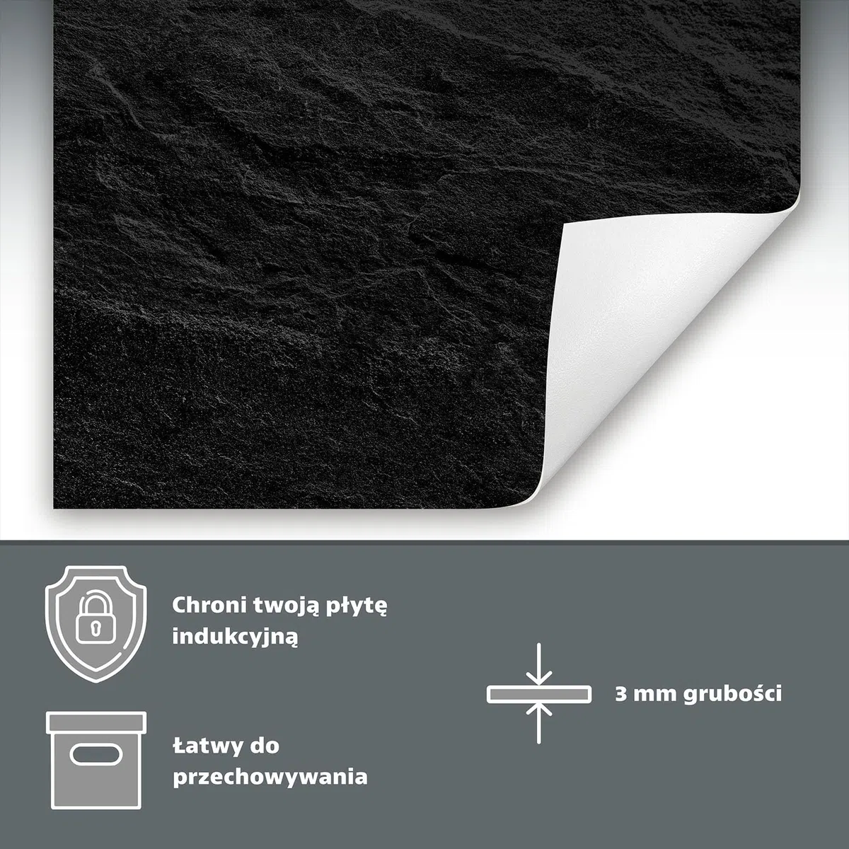 Copri piano cottura induzione 80x52 cm copertura per piano cottura vinile - nero - ardesia
