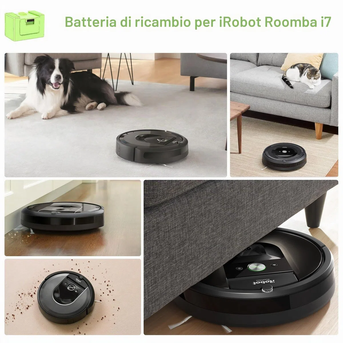 ASUNCELL Batteria agli ioni di litio per i7, 14,4 V, 4000 mAh, per iRobot Roomba e i Serie i7/i7+ i4/i4+ i3/i3+ e5 e6 i7158 i7550 i755020 7150 7550, batteria agli ioni di litio di ricambio