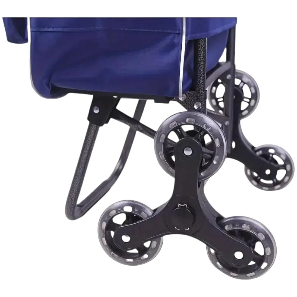 Carrello per la spesa 3 ruote girevoli saliscale – Trolley portaspesa pieghevole 42 L con borsa chiusura a strappo e coulisse- Borsa removibile (BORDEAUX)