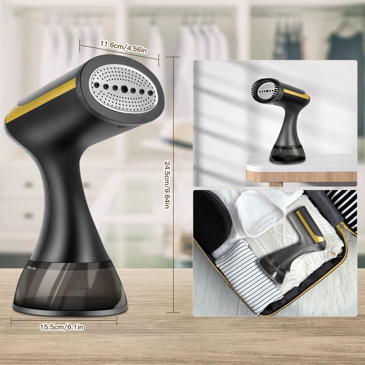 Ferro da Stiro Verticale, Viafexna 1500W Stiratore Verticale con Serbatoio Dell'Acqua da 350Ml, Stiratrice Verticale per la Rimozione Rapida Delle Rughe, per la Casa, in Viaggio