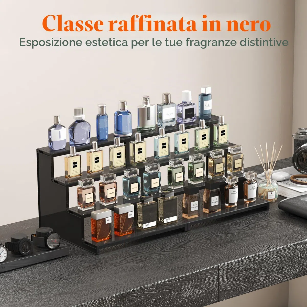 Lifewit Espositore Profumi 4 Livelli, Plastica Alzate per Espositori a Scaletta per Bagno, Camera, Salotto, Trasparente Espositore per Personaggi, Cupcake, Cosmetic, Spezie, 2 Confezione, 30 cm