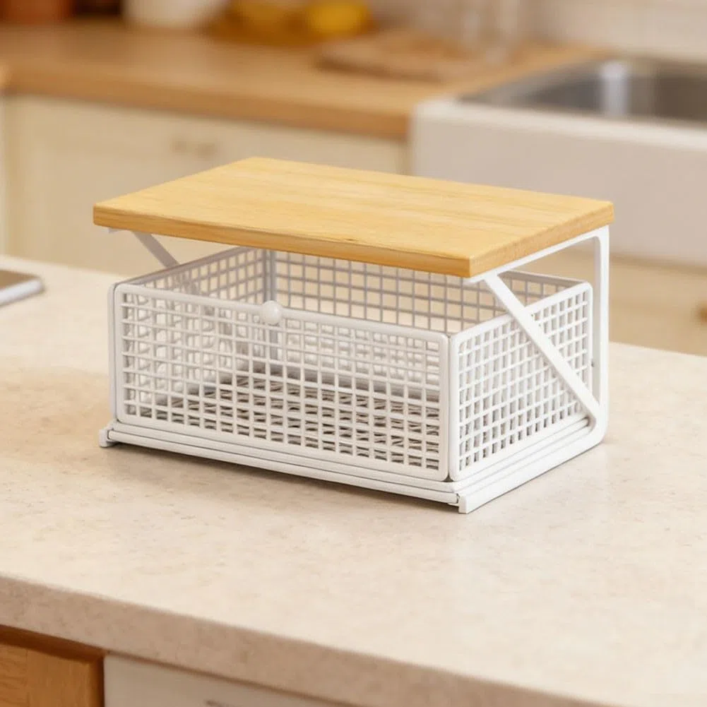 Organizzatore verticale da cucina a 2 livelli, scaffale scorrevole in metallo per forno a microonde, bianco, 35 x 25 x 18 cm