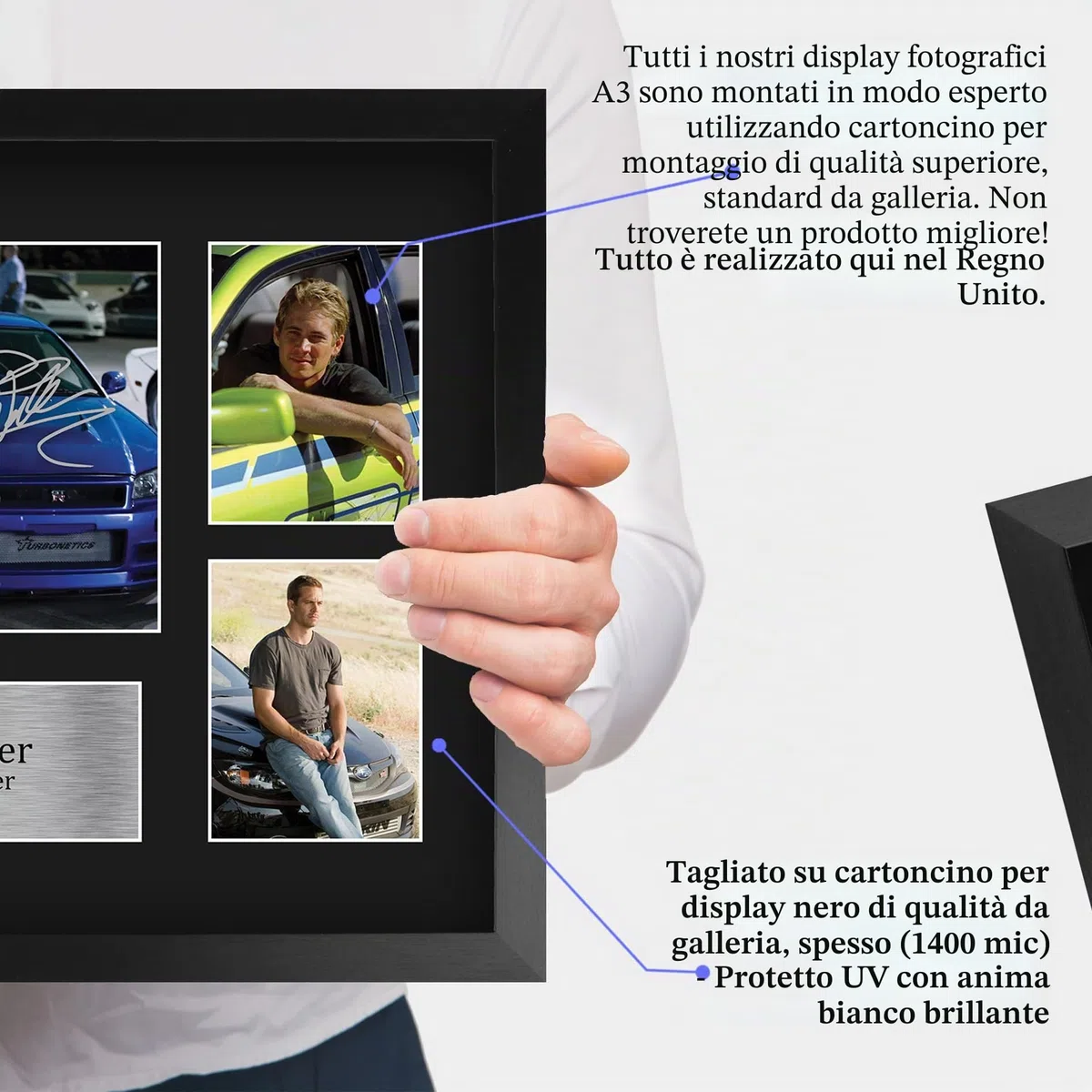 HWC Trading FR A3 Paul Walker Fast and Furious I Regali Hanno Stampato L'Esposizione Firmata Dell'Immagine Dell'Autografo Per I Fan Di Memorabilia Di Film - A3 Incorniciato