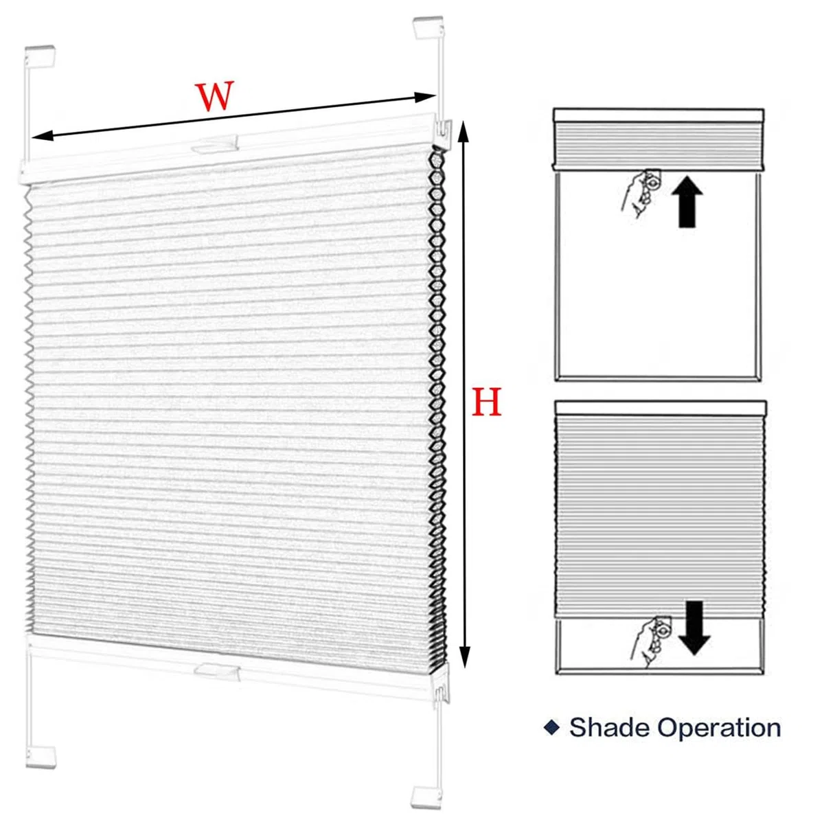 Tende cellulari Personalizzate,Tende a Nido d'Ape Grigio,Tenda Oscurante Senza Fili,Parasole Retrattile per Ufficio,Tende a Plissé per Soggiorno,Camera da Letto,A-70x120cm/27.6 * 47.2in