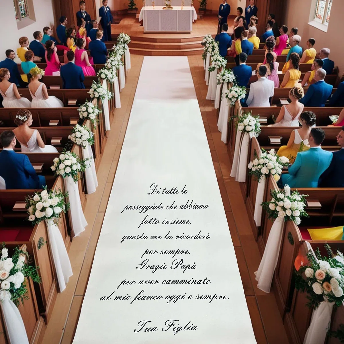 Tappeto Matrimonio di tutte le passeggiate che abbiamo fatto insieme dedicato al papà (100cm x 100cm)