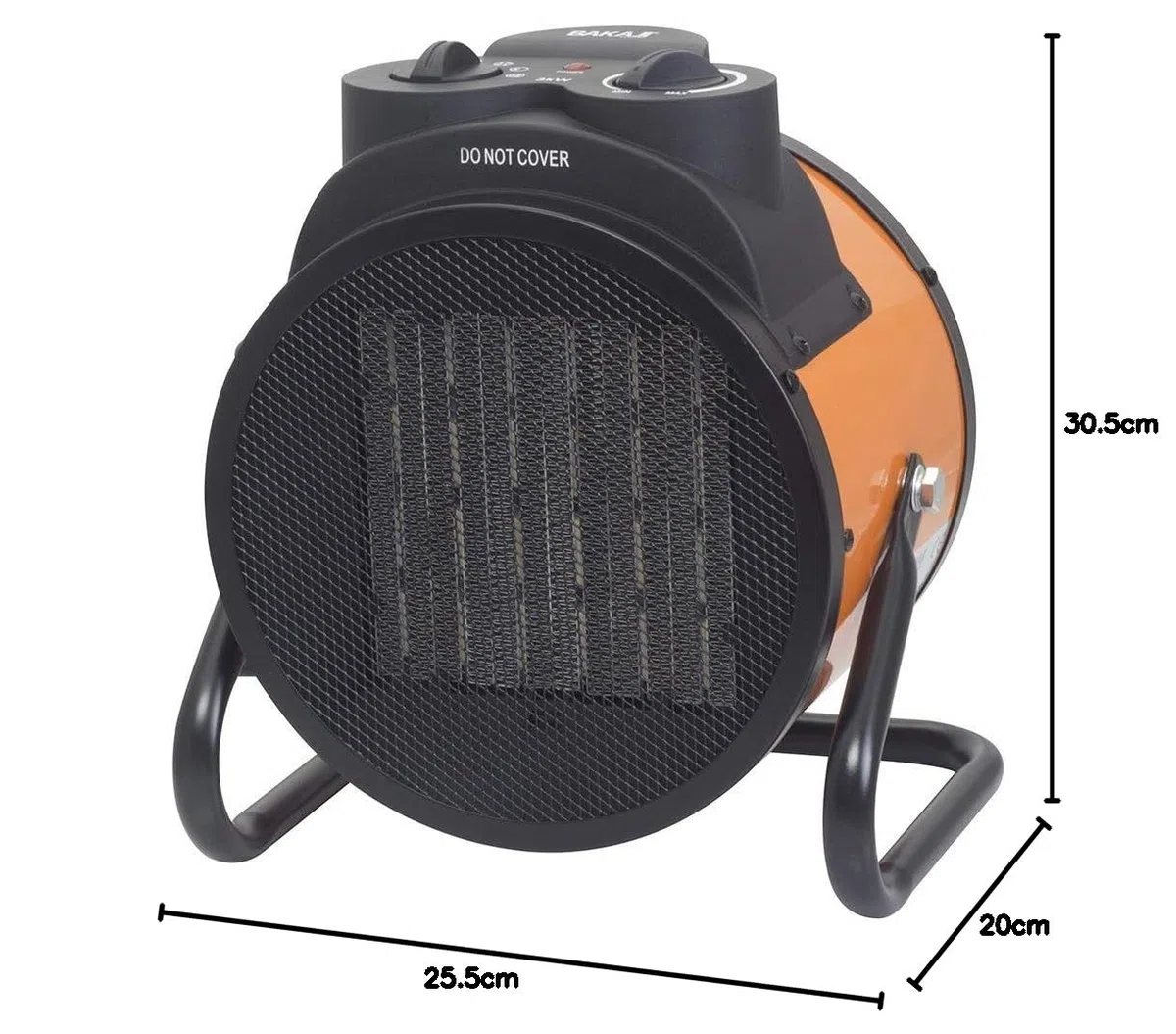 Bakaji Stufa Elettrica con Elementi Riscaldanti in Ceramica Termoventilatore Soffiante Industriale Potenza 3000W Termostato Regolabile Funzione Ventilatore Freddo Inclinazione Regolabile (3000 Watt)