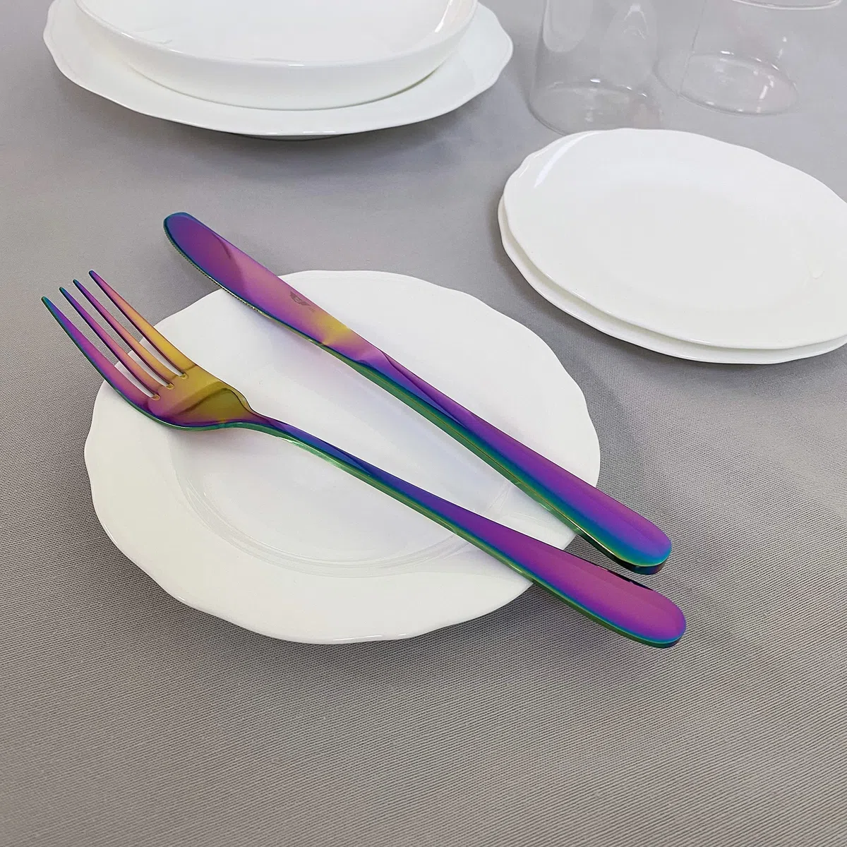 Prima Collection, Set da 24 Posate Serie Dream Rainbow, Acciaio Inox, Colore: Arcobaleno, con Scatola Regalo (6 persone)